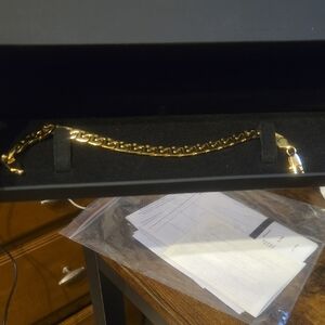 Zales Flat Mariner Chain Gold Link Bracelet MENS